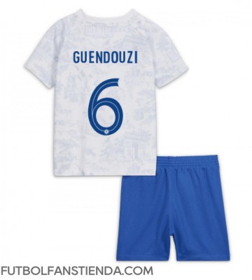 Francia Matteo Guendouzi #6 Segunda Equipación Niños Mundial 2022 Manga Corta (+ Pantalones cortos)